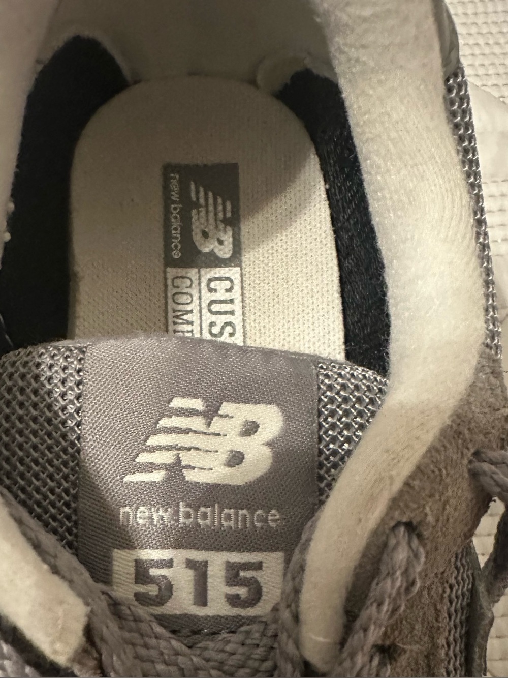 New Balance Gray and White 515 Women's Athletic Sneakers - Picture 6 of 8